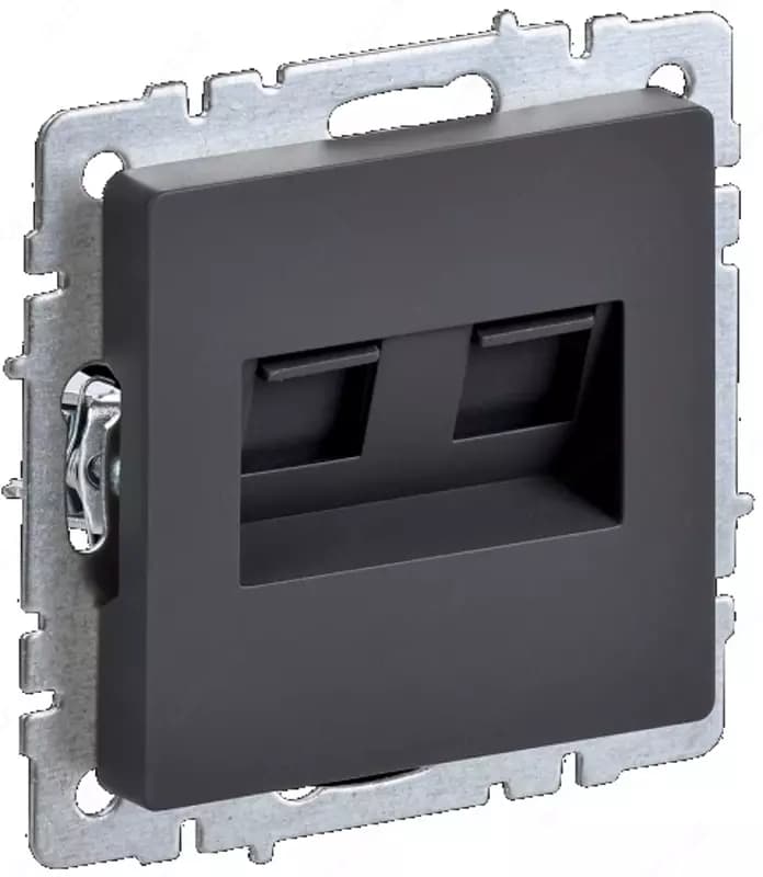 Розетка компьютерная BRITE 2-ая RJ45 кат.6 РК11-2-БрГ графит IEK — 1