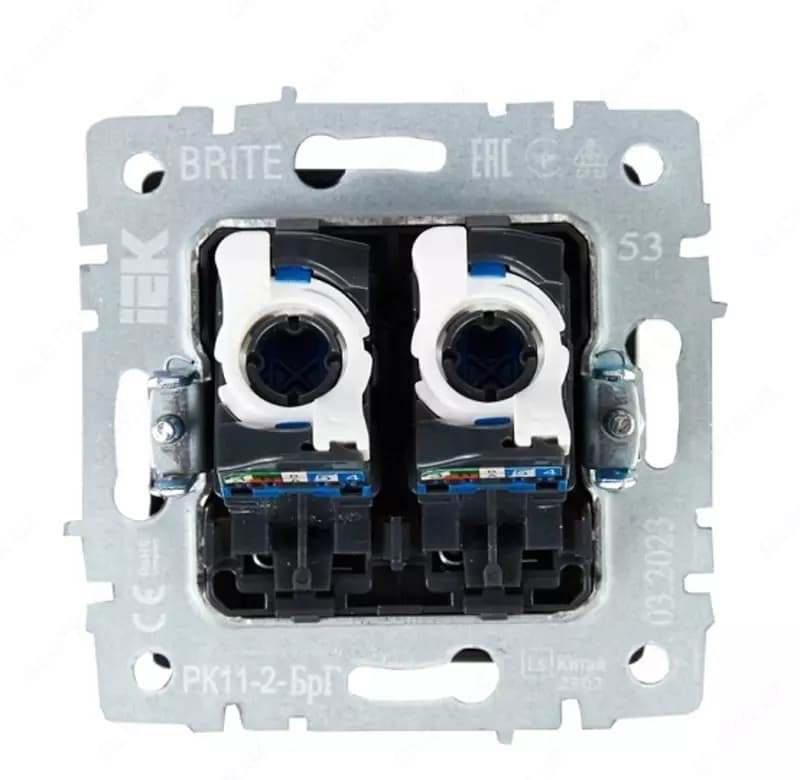 Розетка компьютерная BRITE 2-ая RJ45 кат.6 РК11-2-БрГ графит IEK — 3