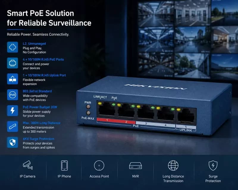 Коммутатор DS-3E0105P-E/M(B)(O-STD) — 1