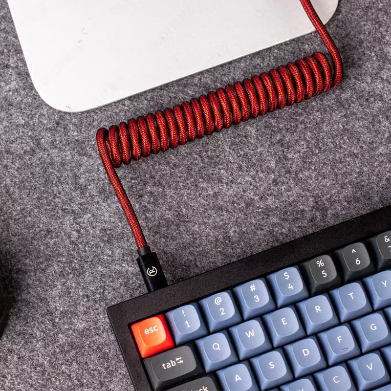 Cabel Type-A/Type-C Keychron Premium Coiled Aviator Cable-Straight Red — 1
