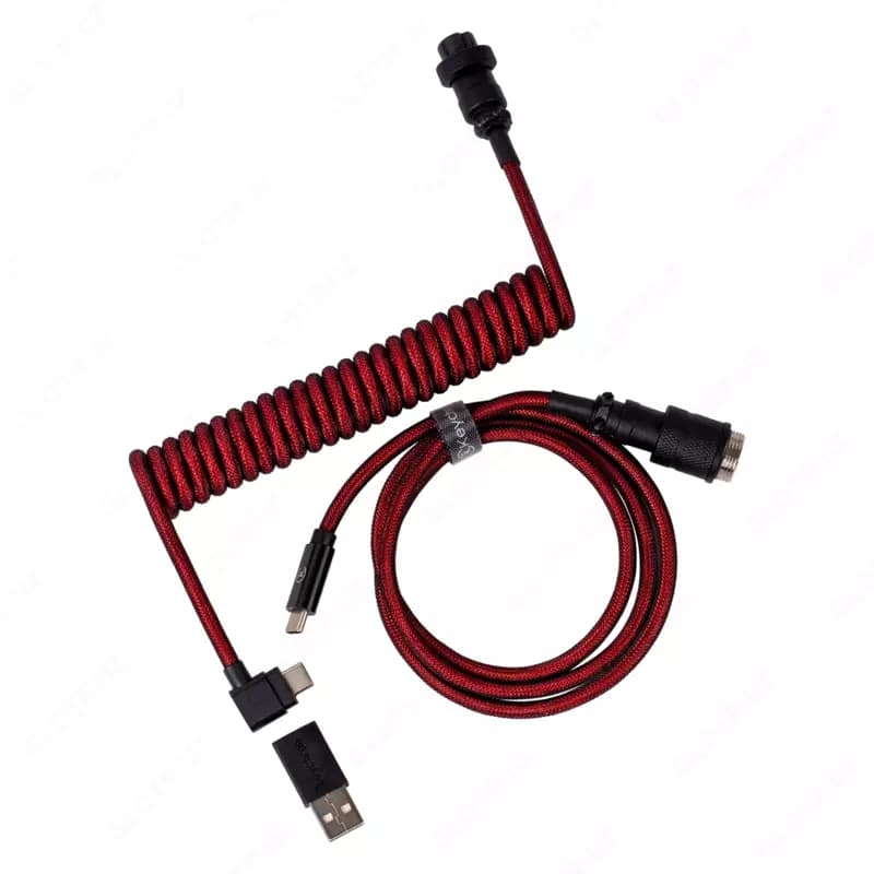 Cabel Type-A/Type-C Keychron Premium Coiled Aviator Cable-Straight Red — 2