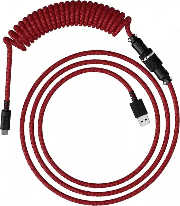 Cabel Type-A/Type-C Keychron Premium Coiled Aviator Cable-Straight Red — 3