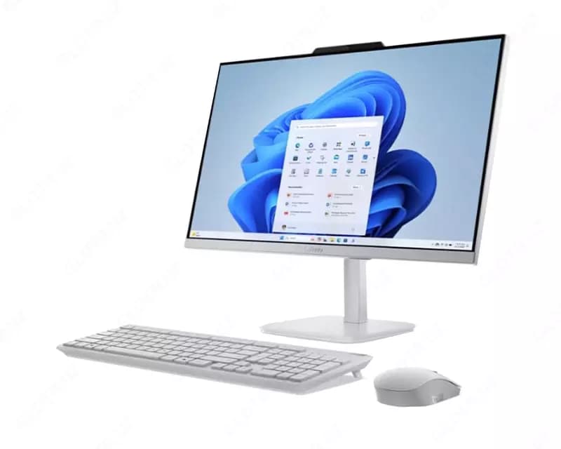 Моноблок Lenovo A100 AiO | 23.8" FHD IPS | i3-N305 | 8GB DDR4 | 512GB SSD | Wi-Fi 6 | Wrls MS+KB | Fixed Stand | No OS | Cloud Grey (white) — 2