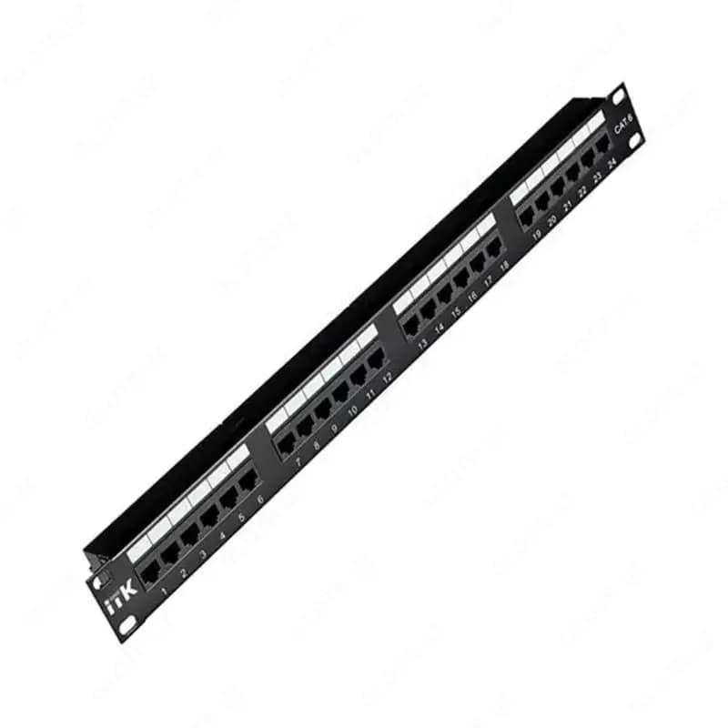 ITK Патч-панель 19” (1U) UTP, 24 порта RJ-45, кат.6 , с кабельным органайзером — 1
