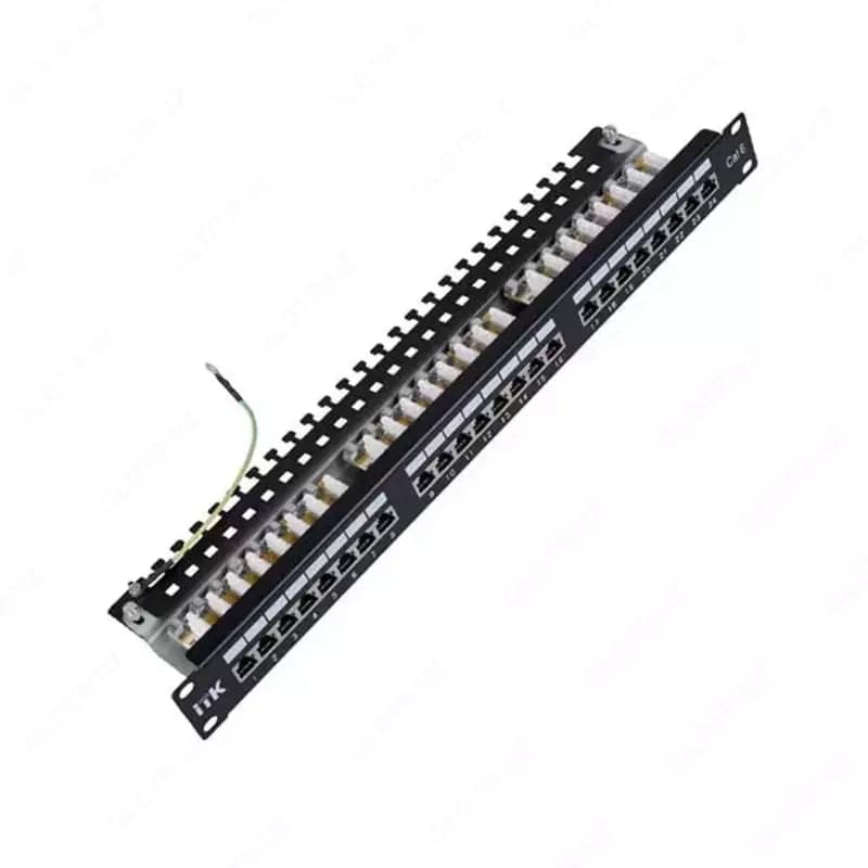 ITK Патч-панель 19” (1U) UTP, 24 порта RJ-45, кат.6 , с кабельным органайзером — 2