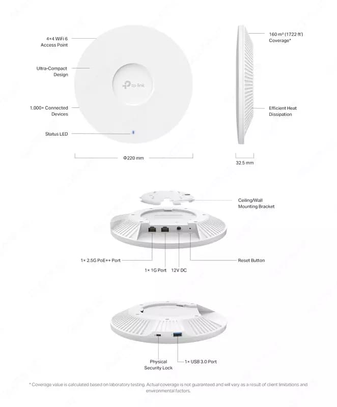 AP9665 Omada PRO AX3600 Ceiling Mount Dual-Band Wi-Fi 6 Access Point — 3