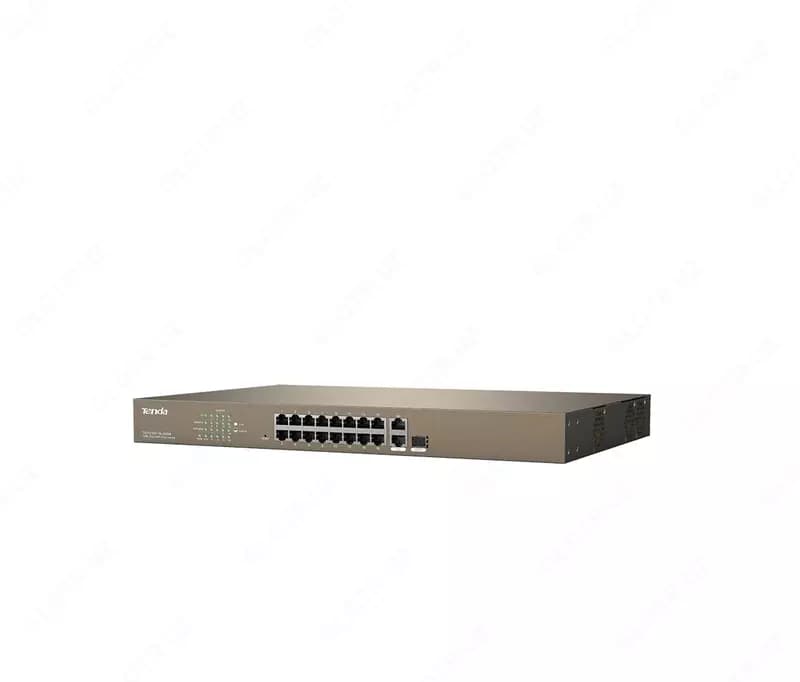 Коммутатор (неуправляемый) ”Tenda” TEF1218P, 16-Port, PoE; 2-Port SFP 10/100/1000 Мбит/с (Арт. - 17139) — 2