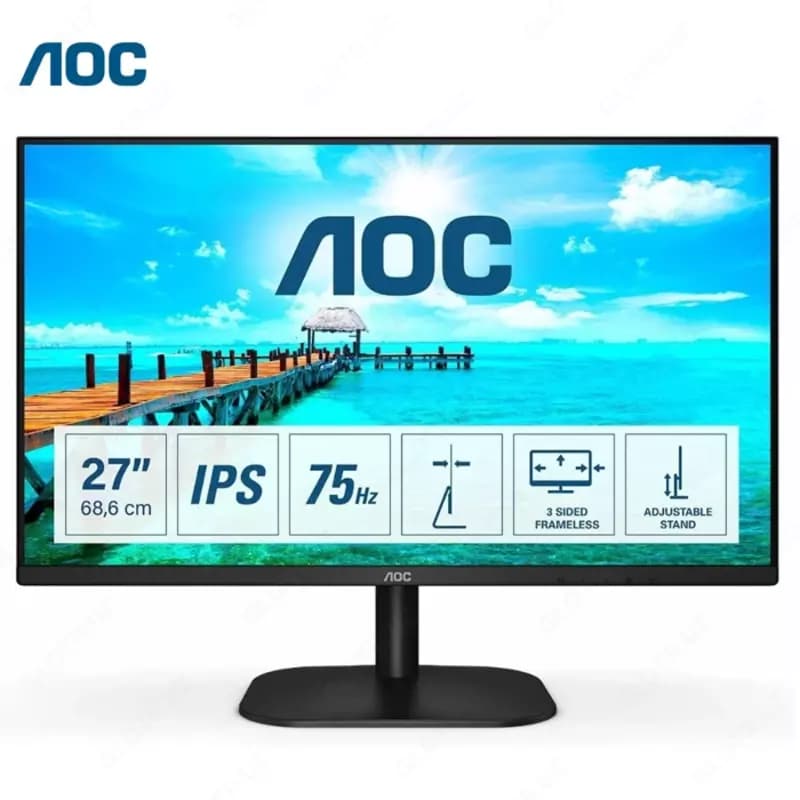 Монитор AOC - 27” 27B2H LED Monitor, IPS, 75Hz, 4mc, FHD (1920х1080), VGA, HDMI — 1