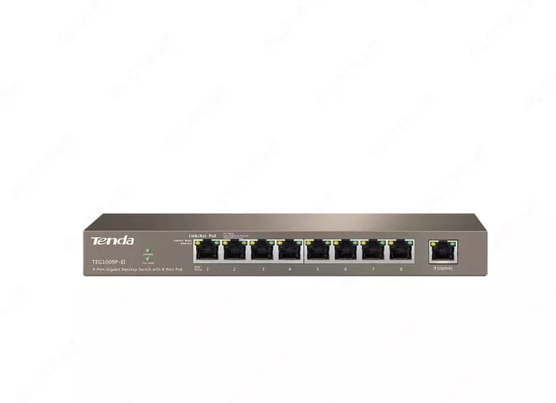 Коммутатор (неуправляемый) ”Tenda” TEG1009P-EI, 8-Port, PoE; 1-Port 10/100/1000 Мбит/с (Арт. - 17013) — 1