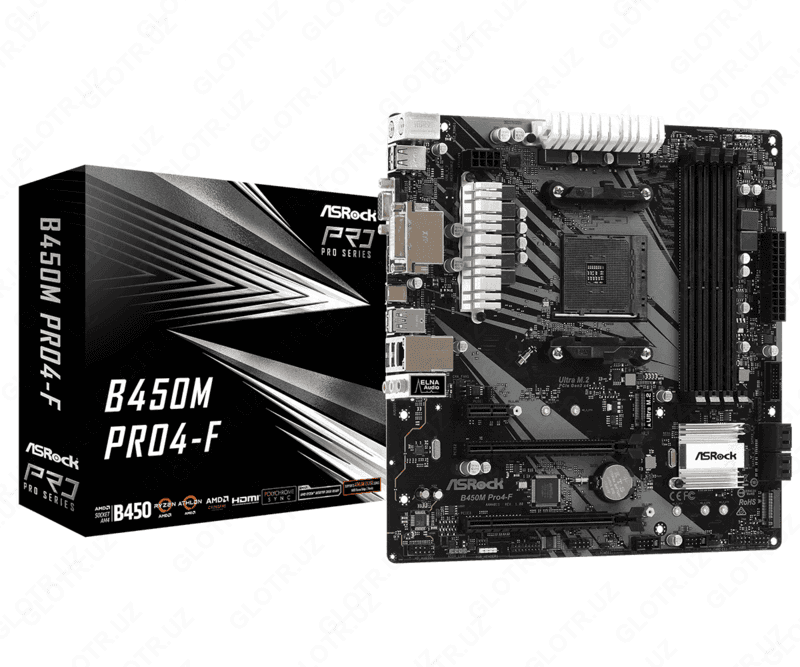 MB Asrock AMD AM4 B450M Pro4-F DDR4 — 1