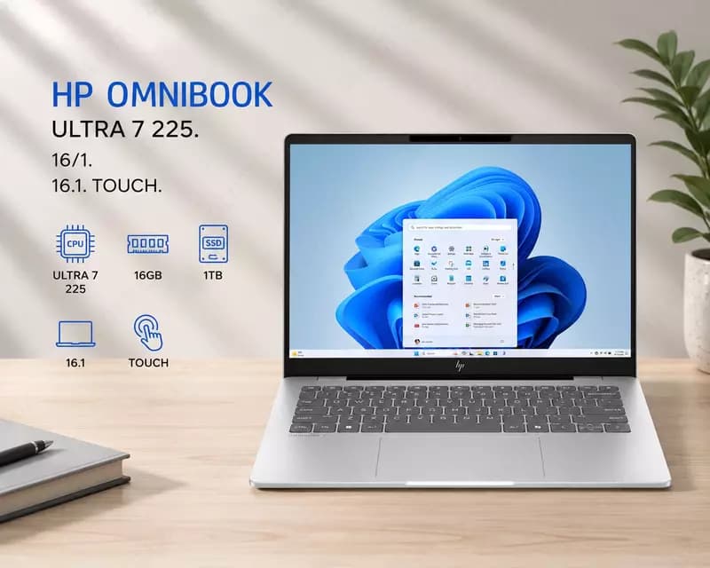Ноутбук HP omnibook ultra 7 225. 16/1. 16.1. Touch — 1