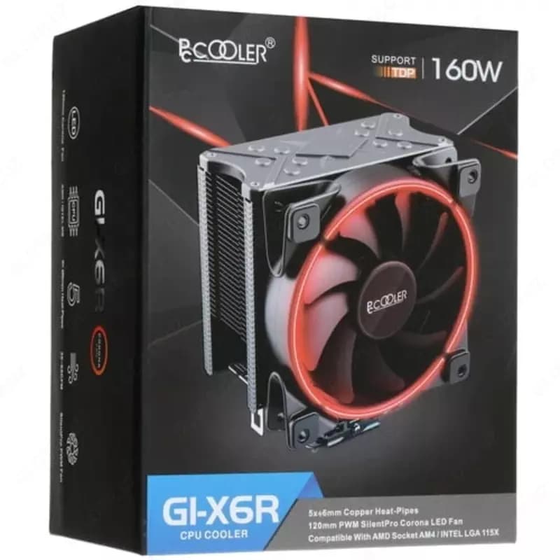 Кулер для процессора (воздушный) ”PCCooler” GI-X6, Red, PWM, 160W, 120 мм (Арт. - 0969) — 3