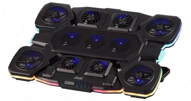 Подставка для ноутбука 2E GAMING CPG-011, до 17.3”, 1xUSB-A, 1xUSB-C, LCD, RGB, чёрный, — 2