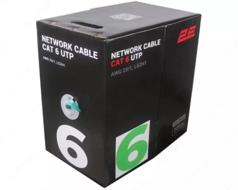 Сетевой кабель 2E CAT 6, U-UTP, 305м, AWG 23/1, LSZH-1, зеленый арт (2E-CBL6EUTP-LSZH1-GRN) — 1