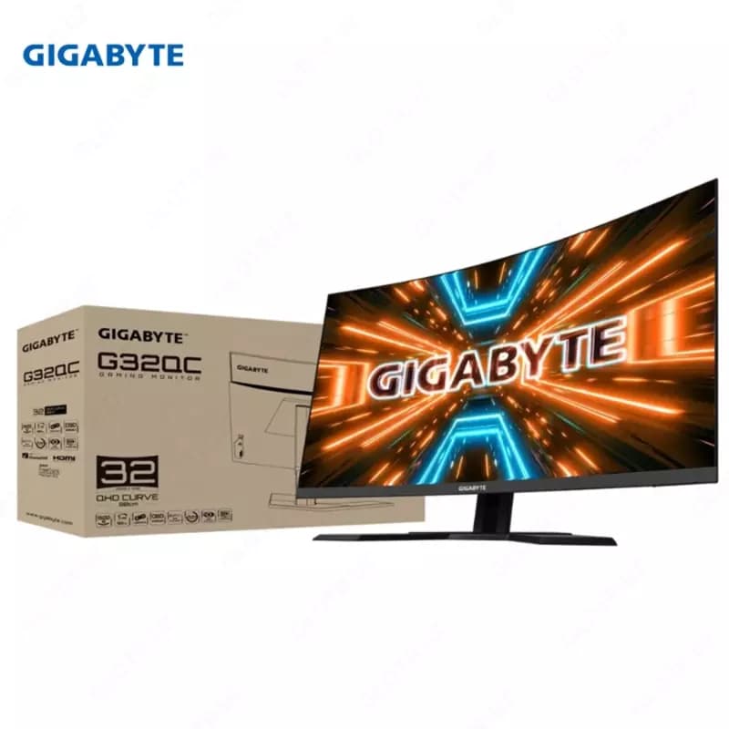 Монитор Gigabyte - 32” G32QC-EK Curved Gaming Monitor, VA, 165hz, 1mc, QHD (2560x1440), 2K, HDMI, DisplayPort, KVM, USB, Black — 7