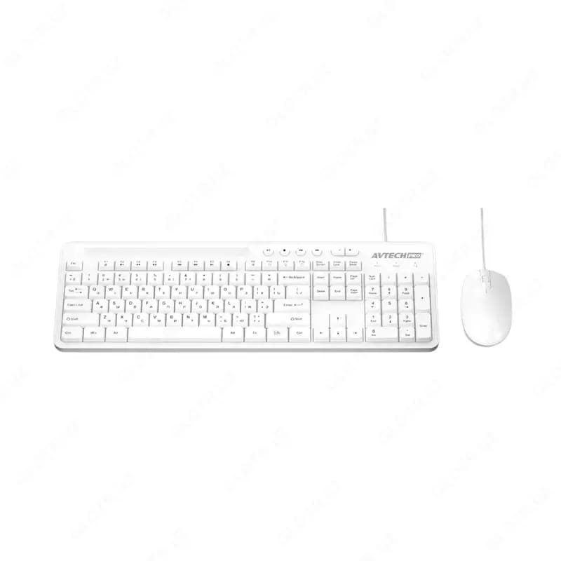 Компьютерная клавиатура и мышь (проводная) ”Avtech” AVT PRO C304, USB (Арт. - 22060) White — 1