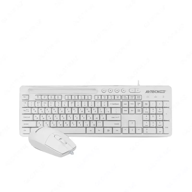 Компьютерная клавиатура и мышь (проводная) ”Avtech” AVT PRO C304, USB (Арт. - 22060) White — 2