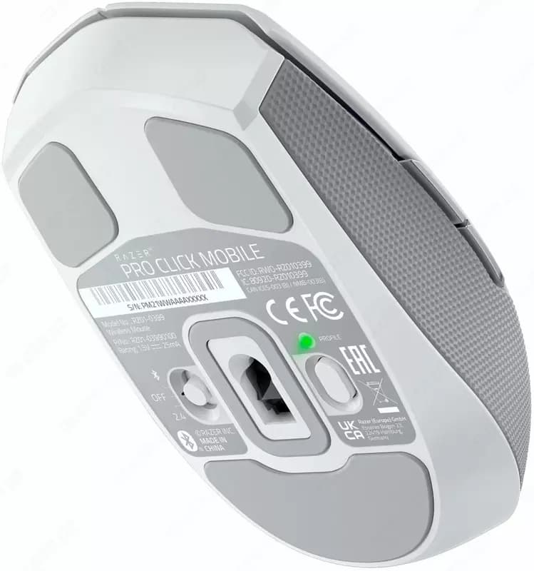 Игровая мышь (беспроводная) ”Razer” Pro Click Mini, Bluetooth, 12000dpi (Арт. - 08282) White/Gray — 3