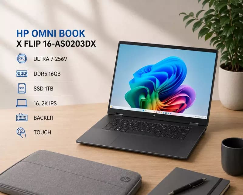 Ноутбук HP OMNI BOOK X FLIP 16-AS0203DX / ULTRA 7-256V / DDR5 16GB / SSD 1TB / 16. 2K IPS / BACKLIT / TOUCH — 1