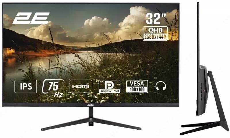 Монитор 2E 31.5” D3224B 2xHDMI, DP, IPS, 2560x1440, 75Hz, 5ms, FreeSync — 1