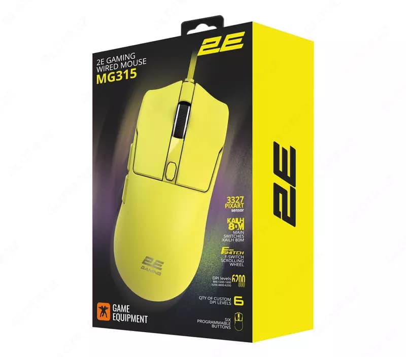Мышь 2E GAMING MG315, USB-A, жёлтый, — 4