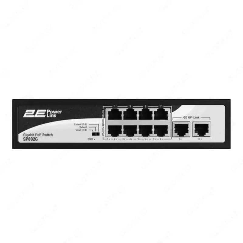 Коммутатор 2E PowerLink SP802F 8xFE PoE+, 2xFE Uplink, 96Вт, неуправляемый — 1