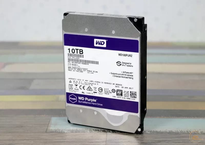 WD100PURX-78 WD Purple (Фиолетовый) 10TB HDD — профессиональный диск для видеонаблюдения, Hikvision (RES) — 2