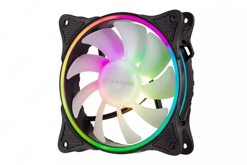 Корпусной вентилятор 2E GAMING AIR COOL (ACF120PA-ARGB ), 120мм, 2510-4pin + 5V 3pin RGB, белые лопасти, черная рамка — 2