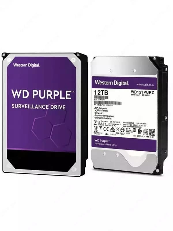 WD121PURA WD Purple (Фиолетовый) 12TB HDD — профессиональный диск для видеонаблюдения, Hikvision (Оригинал) — 1