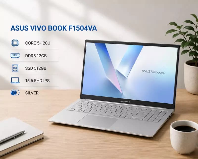 Ноутбук ASUS VIVO BOOK F1504VA / CORE 5-120U / DDR5 12GB / SSD 512GB / 15.6 FHD IPS / SILVER — 1
