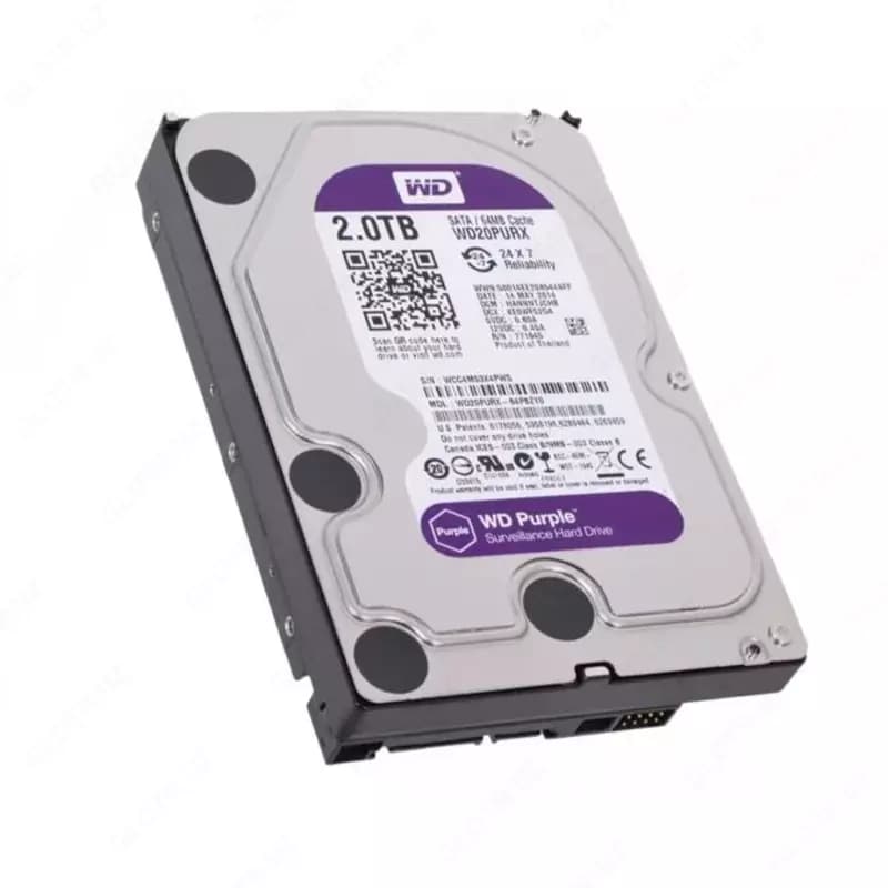 WD20PURX-78 WD Purple (Фиолетовый) 2TB HDD — профессиональный диск для видеонаблюдения, Hikvision (Оригинал) — 2