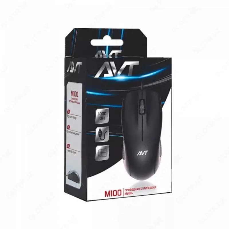 Компьютерная мышь (проводная) ”Avtech” AVT-M100, USB, 1000dpi (Арт. - 0843) Black — 3
