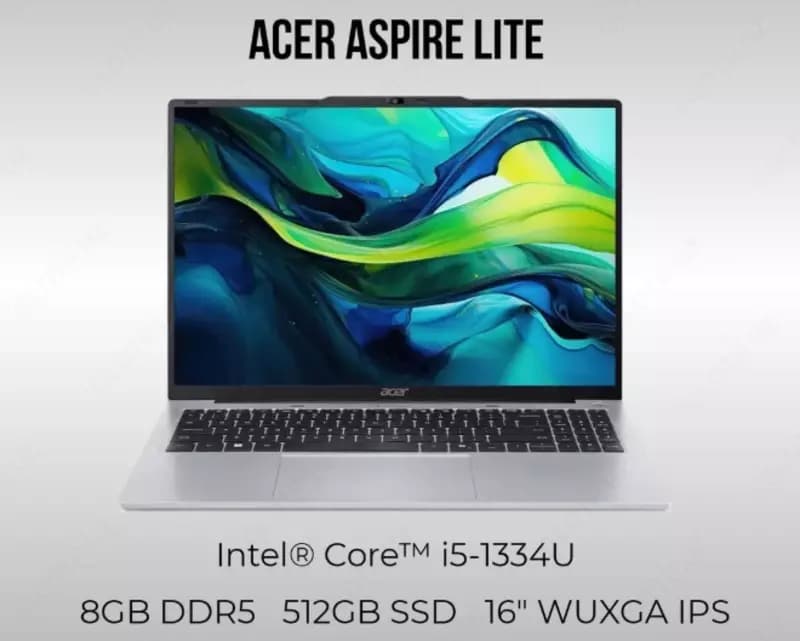 Ноутбук ACER ASPIRE LITE / I5-1334U / DDR5 8GB / SSD 512GB / 16.1 WUXGA — 1