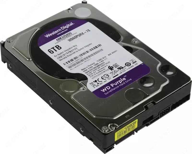 WD60PURX-78 WD Purple (Фиолетовый) 6TB HDD — профессиональный диск для видеонаблюдения, Hikvision (Оригинал) — 3