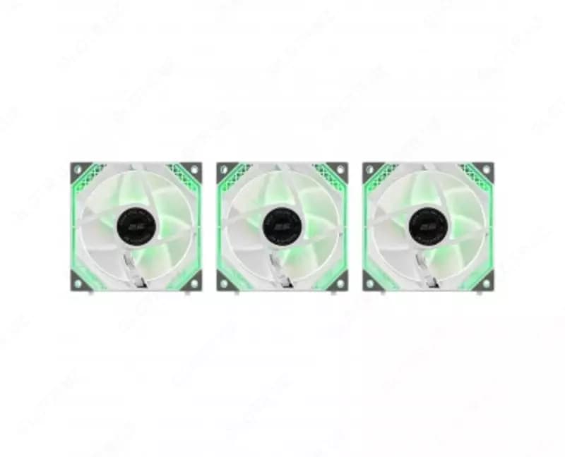 Корпусный вентилятор для ПК 2E GAMING Air Cool ACF120MW-ARGB, 3x120мм, 2000rpm, 4pin PWM +5VARGB, 20.5dBa, белый — 1