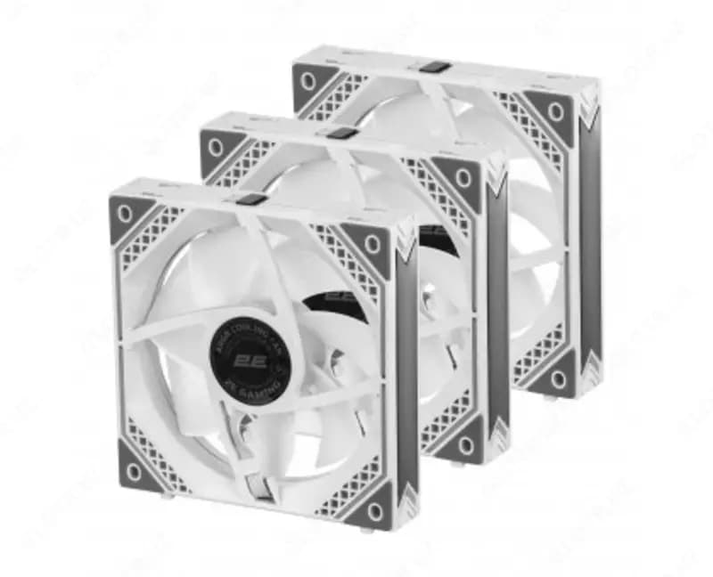 Корпусный вентилятор для ПК 2E GAMING Air Cool ACF120MW-ARGB, 3x120мм, 2000rpm, 4pin PWM +5VARGB, 20.5dBa, белый — 3