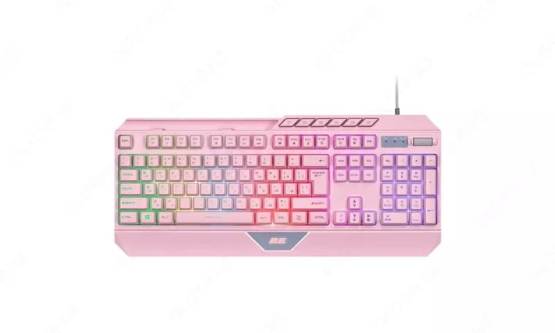 Клавиатура мембранная 2E GAMING KG315 110key, USB-A, EN/RU, RGB, розовый, — 1