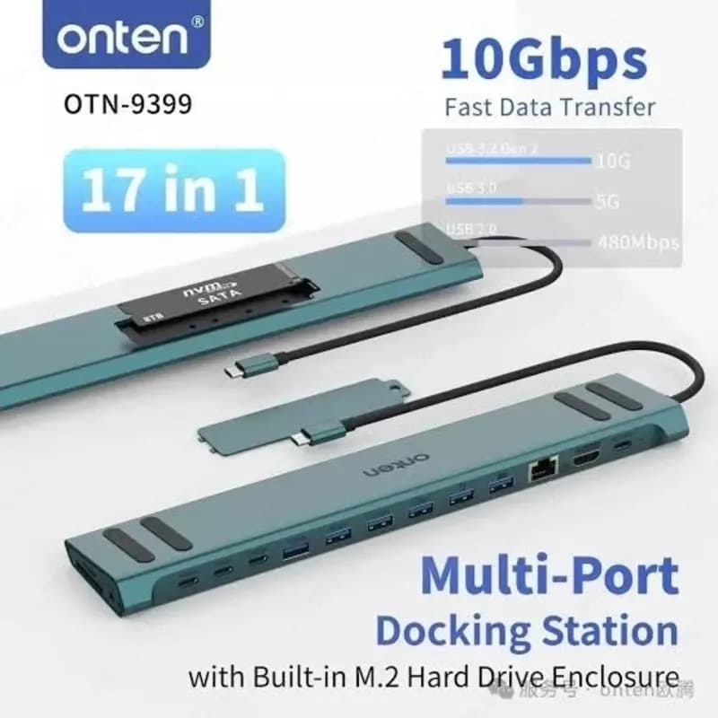 USB HUB Onten OTN-9399 (17 in 1 USB-C) — 3