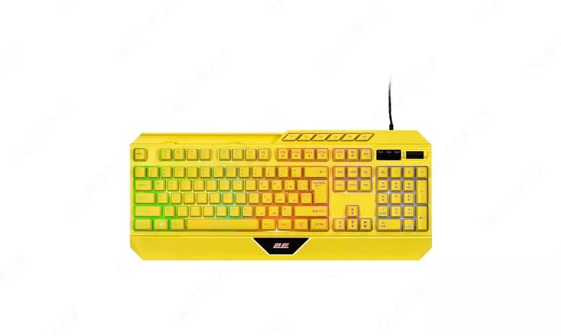 Клавиатура мембранная 2E GAMING KG315 110key, USB-A, EN/RU, RGB, жёлтый, — 1