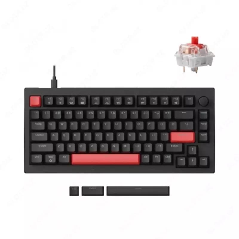 Клавиатура механическая Lemokey X1 87Key, Keychron Red, USB-A, QMK/VIA, EN/KZ/RU, Red led, черный — 1