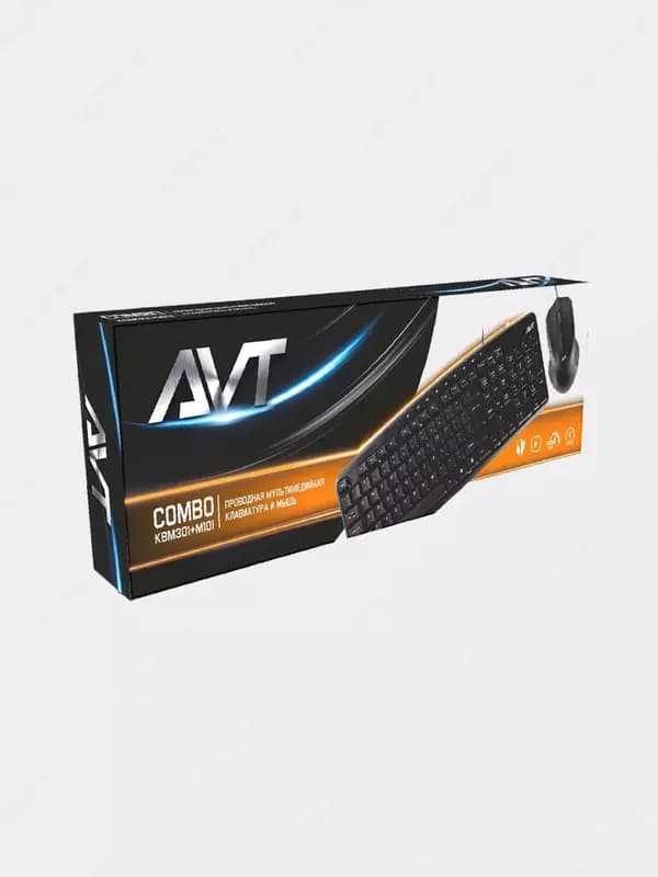 Компьютерная клавиатура и мышь (проводная) ”Avtech” AVT Combo KBM301 + M101, USB (Арт. - 2250) Black — 4