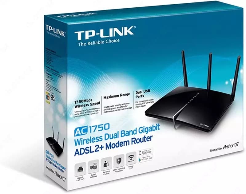 WiFi Роутер TP-LINK Archer D7 AC1750 Wireless Dual Band Gigabit ADSL2+ Modem Router — 4