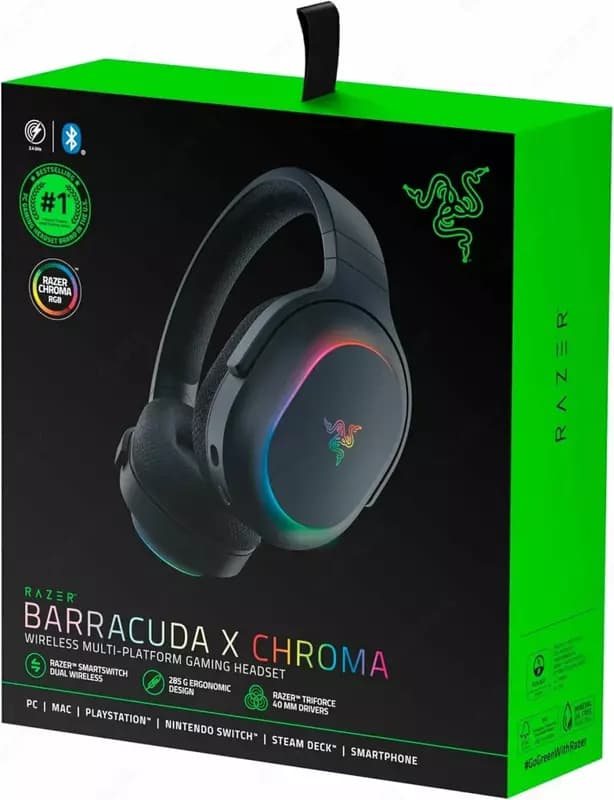 Игровая гарнитура (беспроводная) ”Razer” Barracuda X Chroma, RGB (Арт. - 14369) Black — 4
