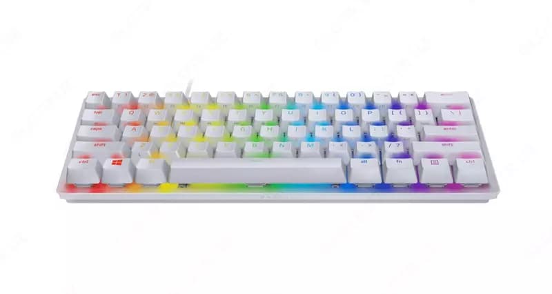 Игровая клавиатура (проводная) ”Razer” Huntsman Mini Mercury Ed, USB, RGB, Red Switch (Арт. - 07119) White — 2
