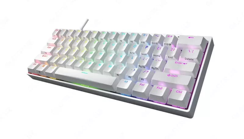 Игровая клавиатура (проводная) ”Razer” Huntsman Mini Mercury Ed, USB, RGB, Red Switch (Арт. - 07119) White — 3