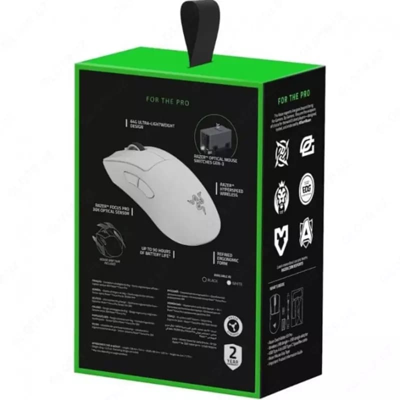 Игровая мышь (беспроводная) ”Razer” DeathAdder V3 Pro, USB, 30000dpi (Арт. - 08275) White — 6