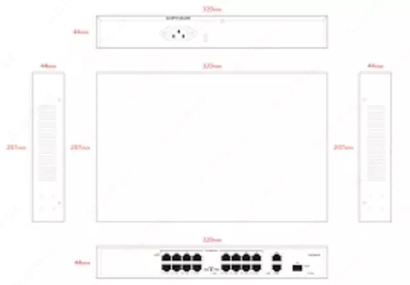 Неуправляемый РоЕ коммутатор, 19 портов. Tiandy. TC-P3S019 Spec:H/1621/AT/180 — 2