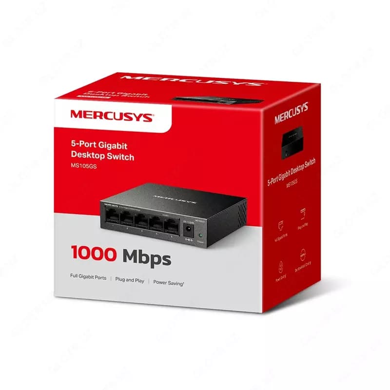 Коммутатор Mercusys MS105GS 5-port 10/1000 mini Desktop Swith, 8 10/100 RJ45 ports, Metal case — 1