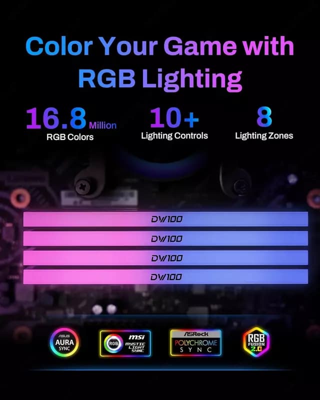 Оперативная память Biwin Black Opal DW100 DDR5 RGB RAM 64GB (32GBx2) 6000MHz — 3