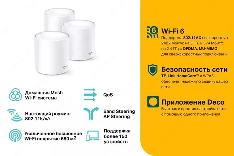Mesh Wi-Fi система TP-Link Deco X60 (3-pack) AX5400 — 2